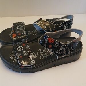 Alegria Black Patterned Women's Sandals